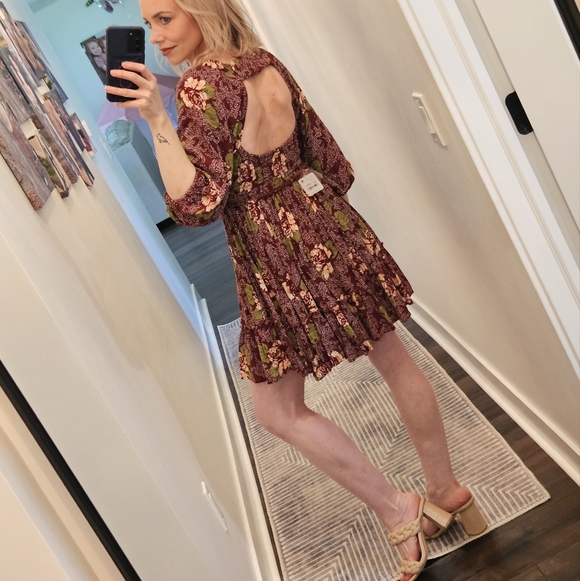 NWT Free People Floral Burgundy Dress - Size XS - Picture 3 of 16